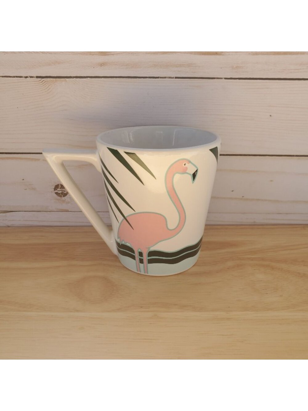 VTG Vandor 1985 Pink Flamingo Palm Tree Ceramic Retro Coffee Mug Made In Japan